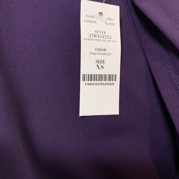 WHBM FORME Tank NWT Size X-Small Sleeveless Dual Neck Violet Plum Buttery Soft - Picture 4 of 7